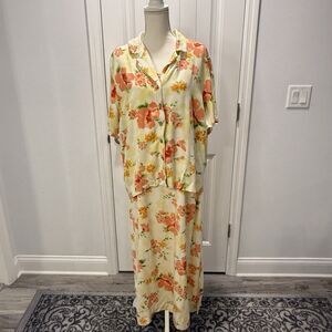 Boca Classics Maxi Dress/Blouse Women's Size 1X Floral Coastal Beach Island Wear